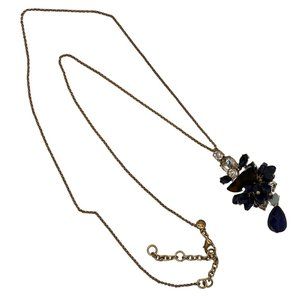 J. Crew Navy Blue Tortoise Shell Rhinestone Necklace